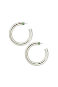 Silver hoop earrings on a white background
