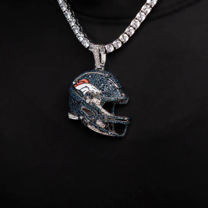 2025 Denver Broncos Team Helmet Pendant - White Gold