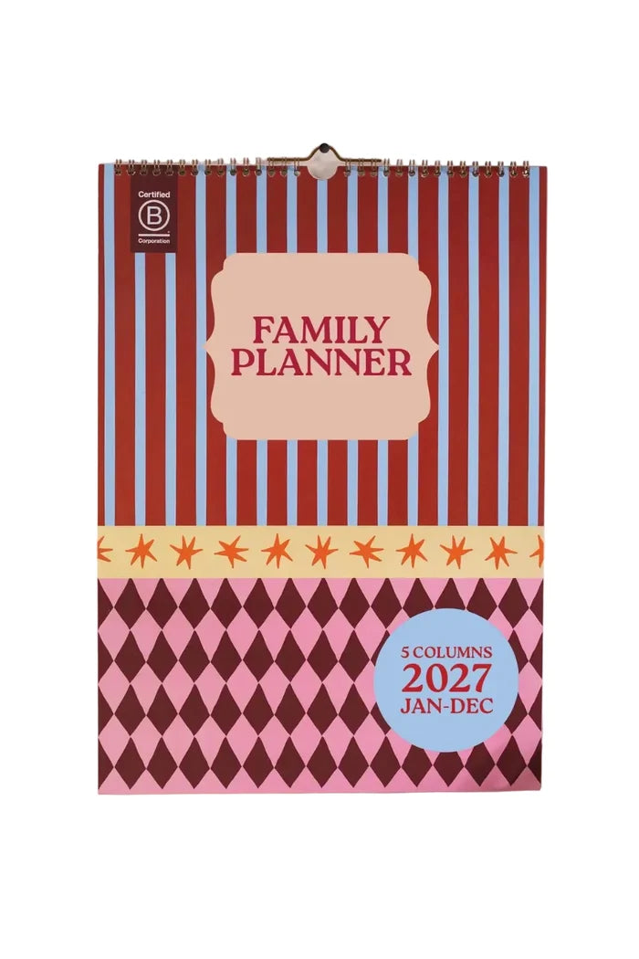 Colorful wall family planner on white background
