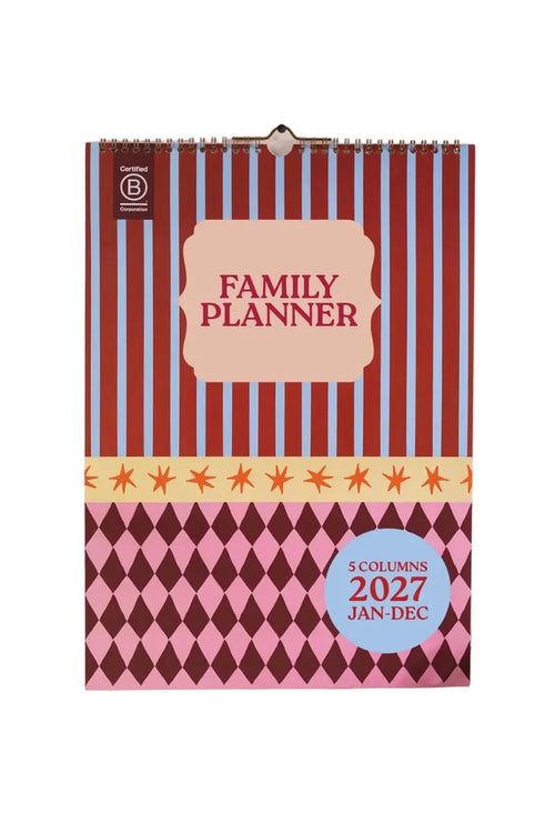 Colorful wall family planner on white background