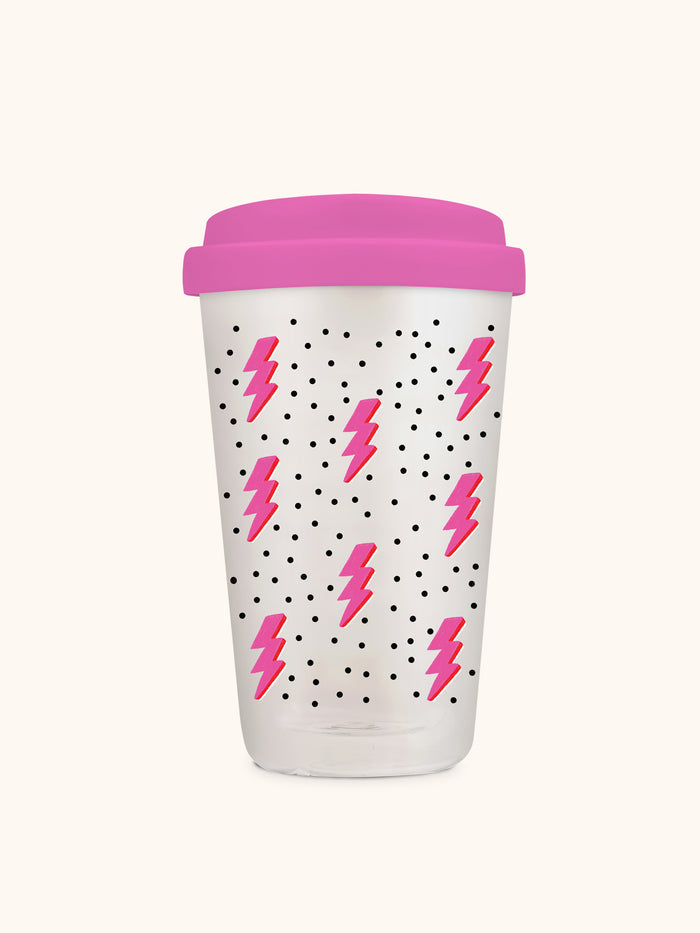 All Charged Up Glass Coffee Tumbler