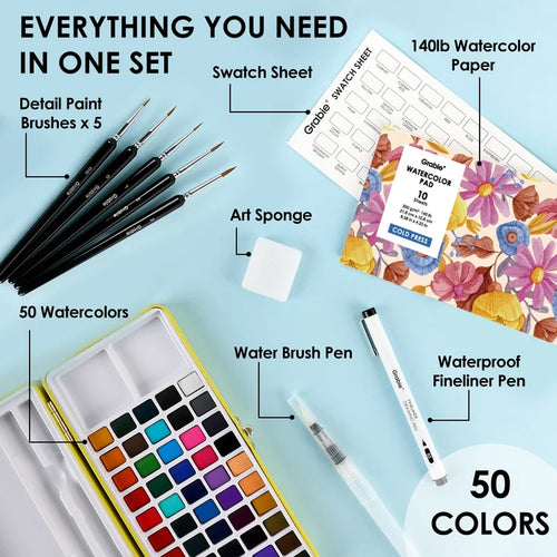 All-In-One Watercolor Kit (Set of 50)