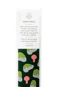 Mossy Trails incense packaging with green and pink nature designs on a white background