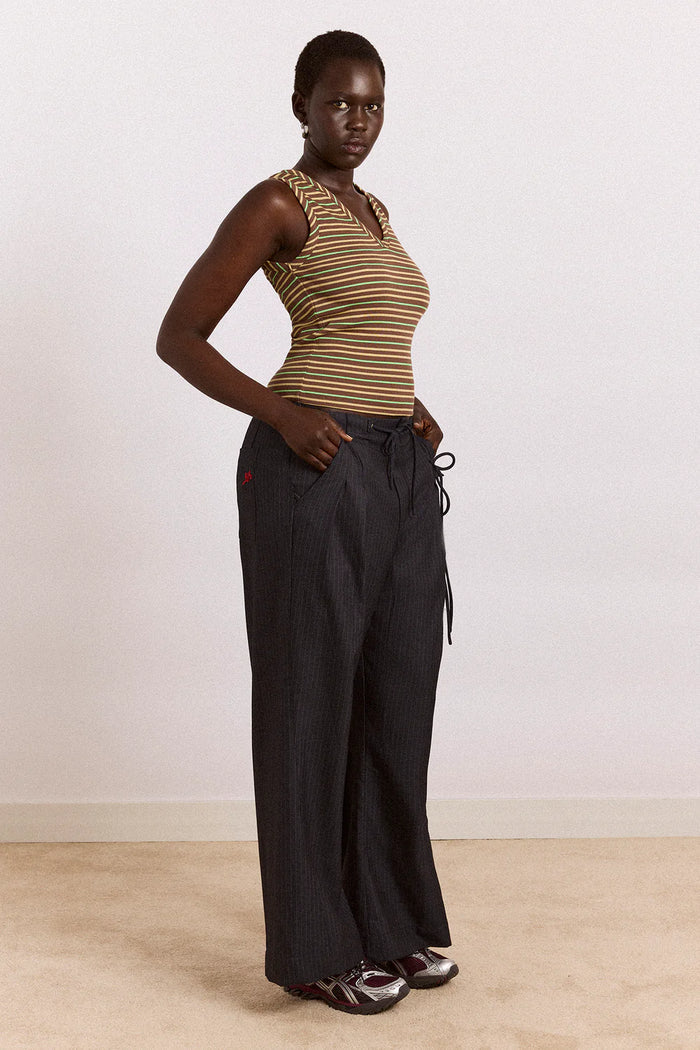 Arlea V-Neck Tank (Brown Stripe)