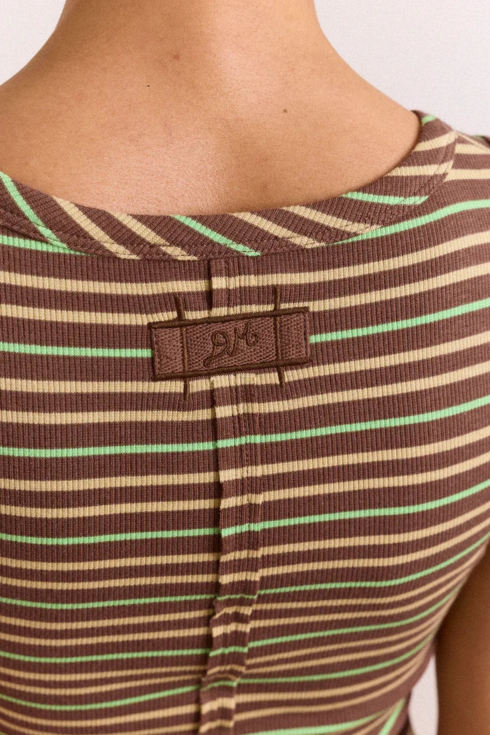 Arlea V-Neck Tank (Brown Stripe)
