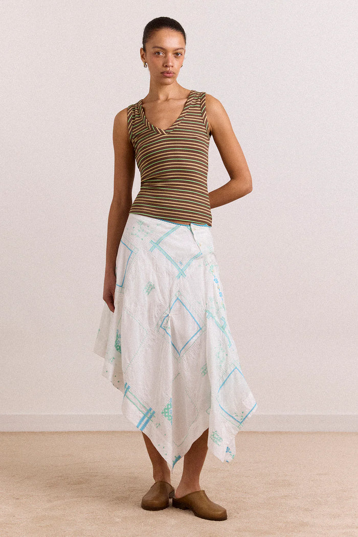 Arlea V-Neck Tank (Brown Stripe)