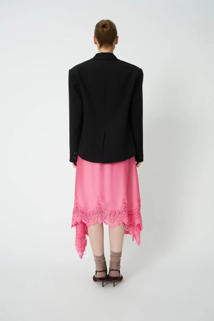 Asymmetric Lace Trimmed Skirt (Amazing Pink)