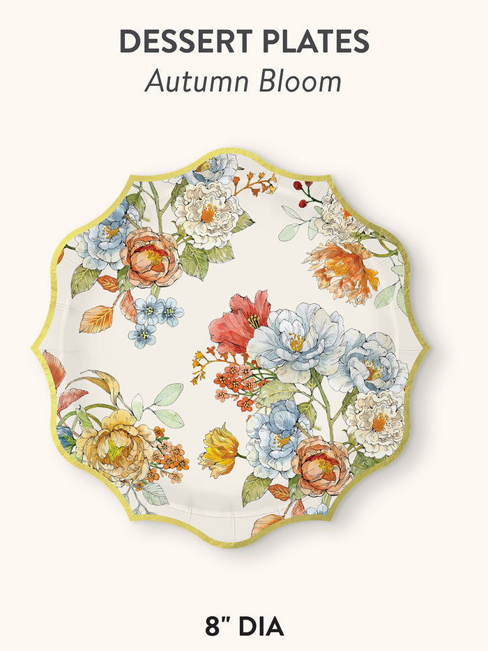 Autumn Bloom Die-Cut Paper Dessert Plate