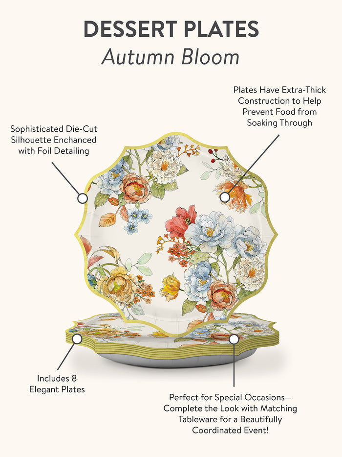 Autumn Bloom Die-Cut Paper Dessert Plate