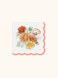 Autumn Bloom Scalloped Beverage Napkin