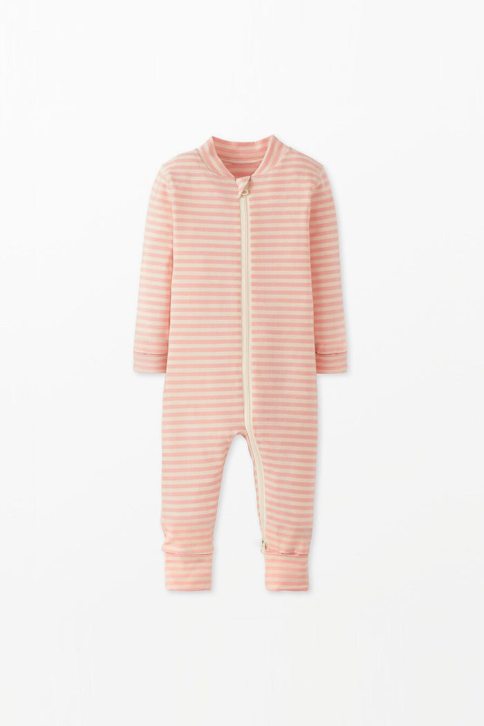 Baby Striped Zip Sleeper (Blush)