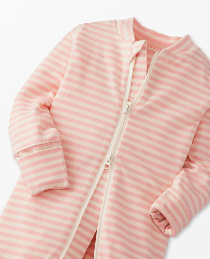 Baby Striped Zip Sleeper (Blush)