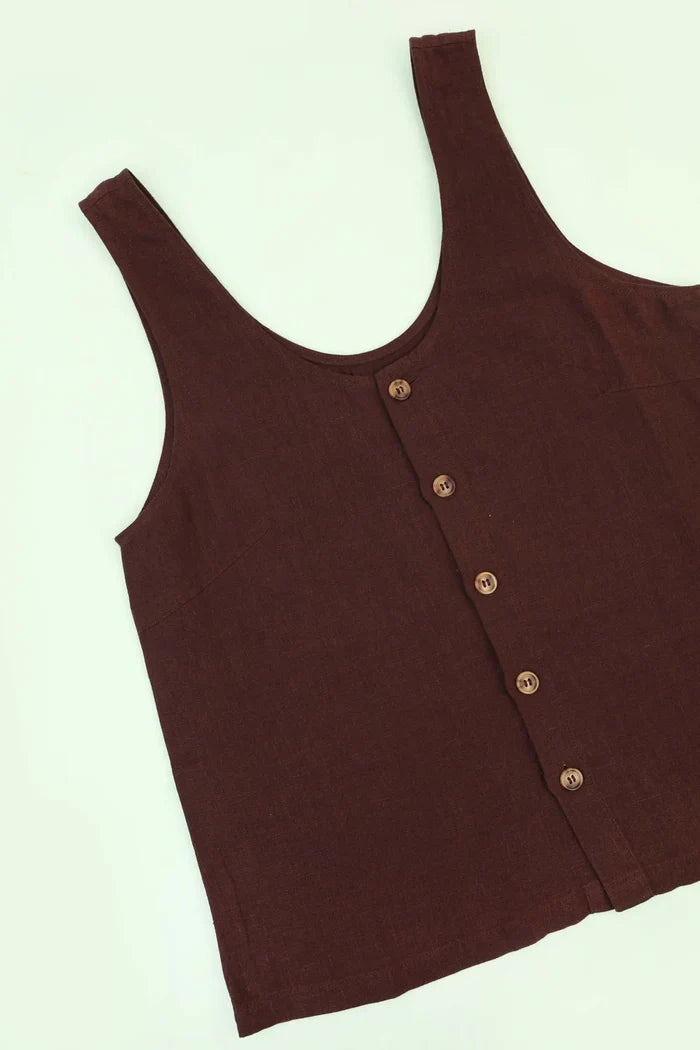 Basic Button Front Tank (Chocolate)