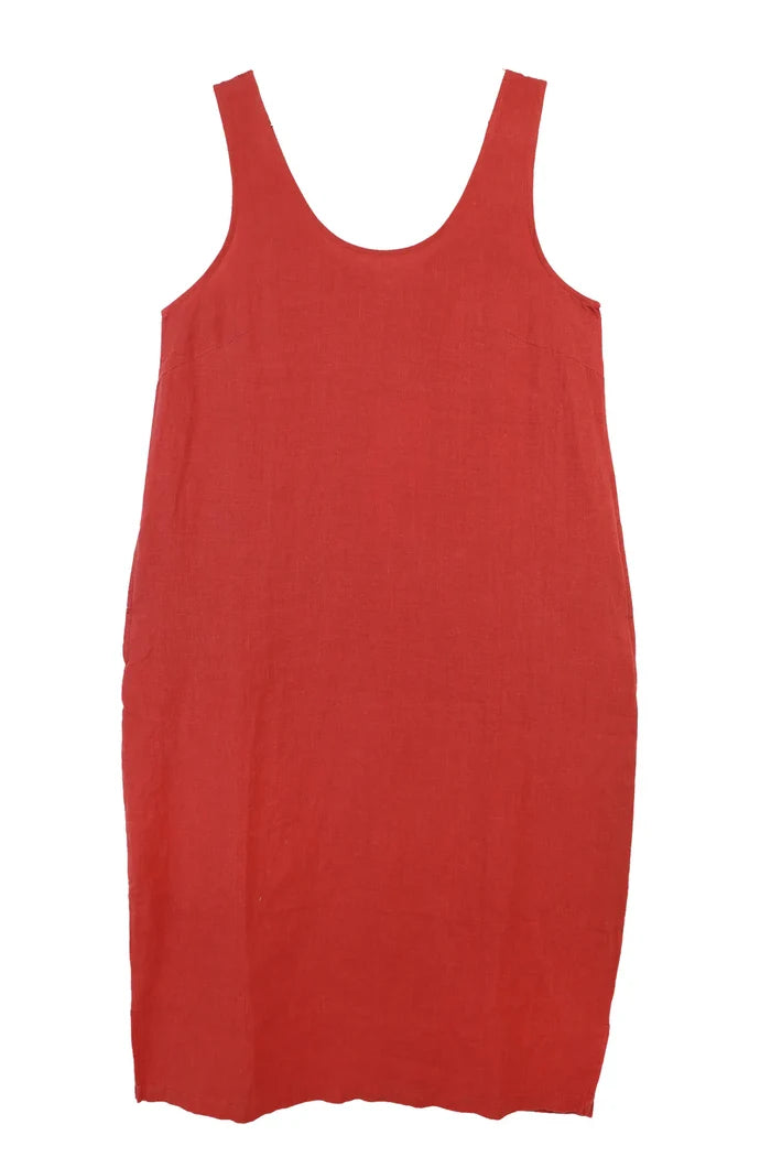 Red tank dress on a white background