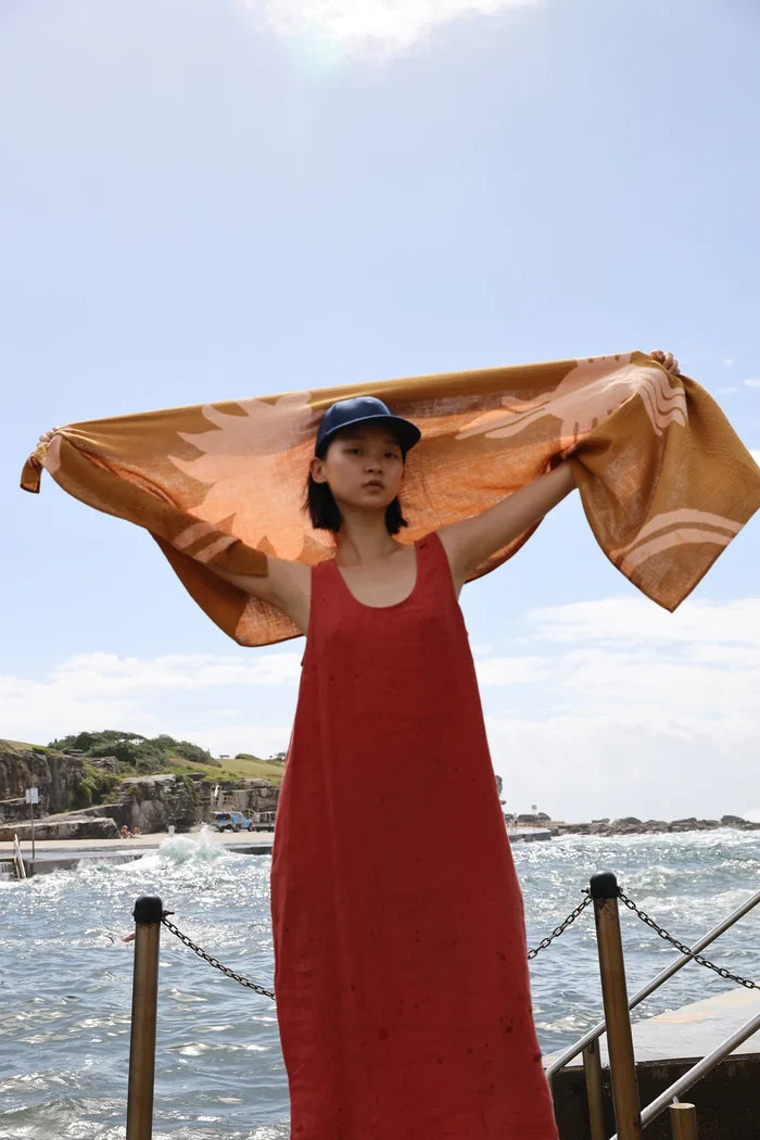Basic Linen Shift Dress (Paprika)