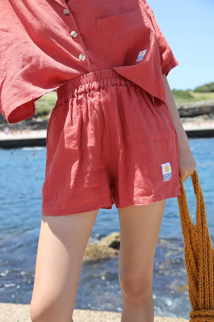 Basic Linen Shorts (Paprika)