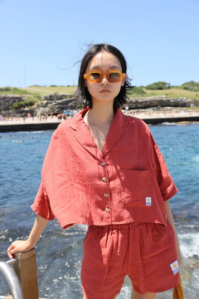 Basic Linen Shorts (Paprika)