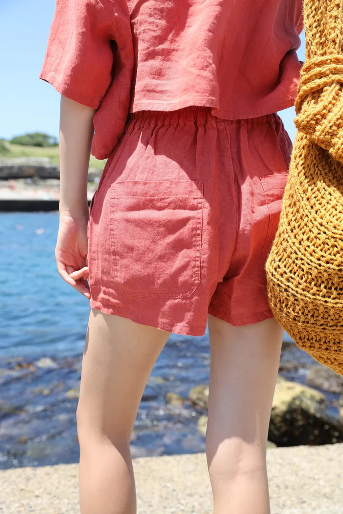 Basic Linen Shorts (Paprika)