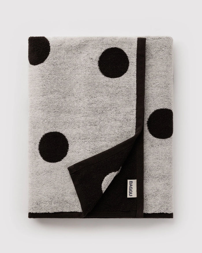 Bath Towel (Cream + Black Polka Dot)