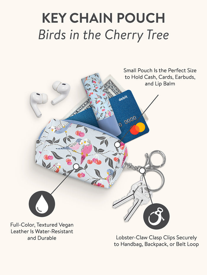 Birds in the Cherry Tree Key Chain Pouch