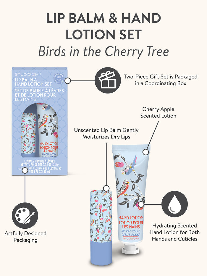 Birds in the Cherry Tree Lip Balm & Hand Lotion Set