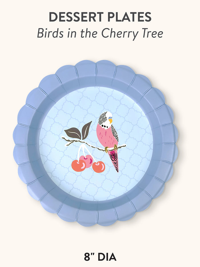 Birds in the Cherry Tree Scalloped Dessert Plates