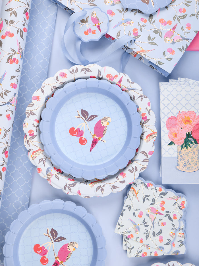Birds in the Cherry Tree Scalloped Dessert Plates