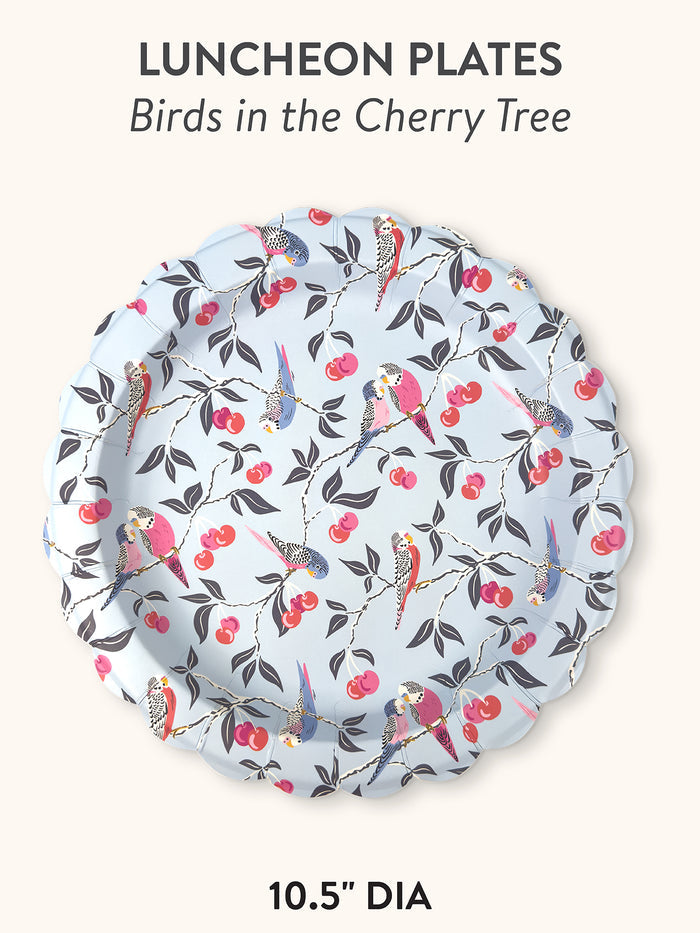 Birds in the Cherry Tree Scalloped Lunch Plates