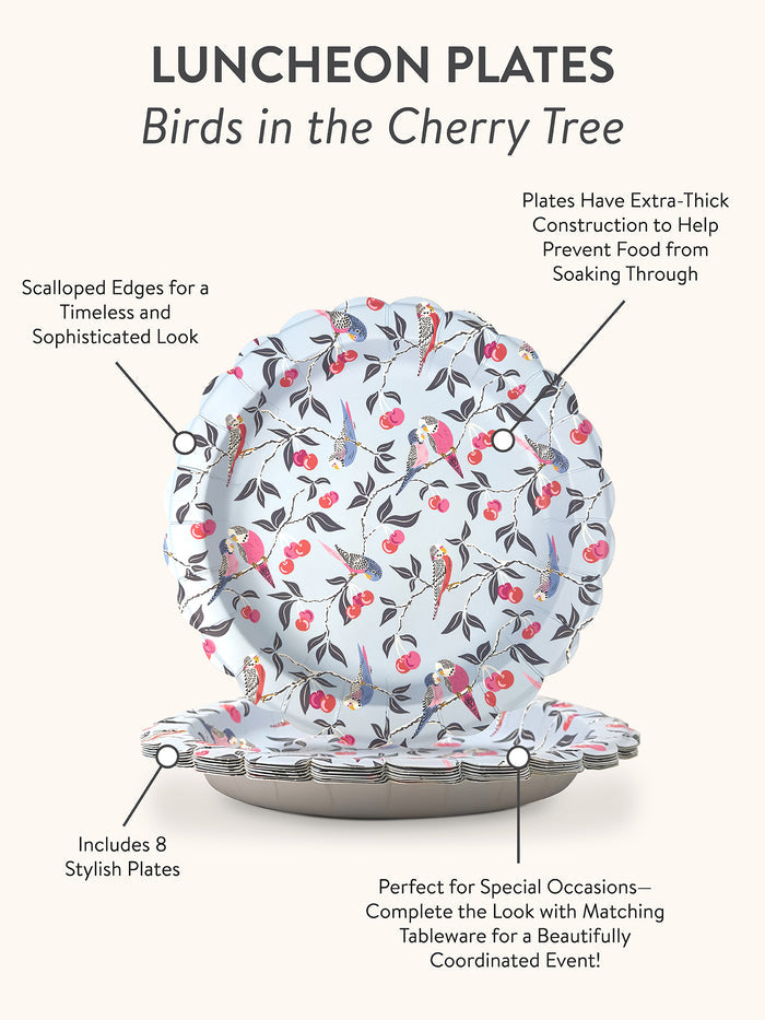 Birds in the Cherry Tree Scalloped Lunch Plates