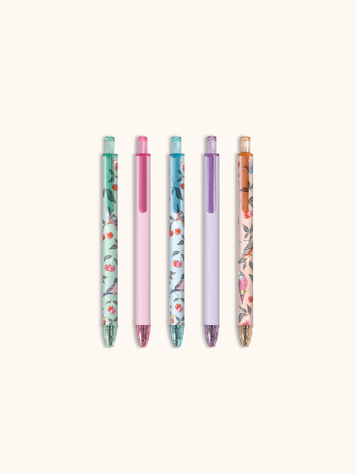 Birds in the Cherry Tree Soft-Touch Gel Pen Set