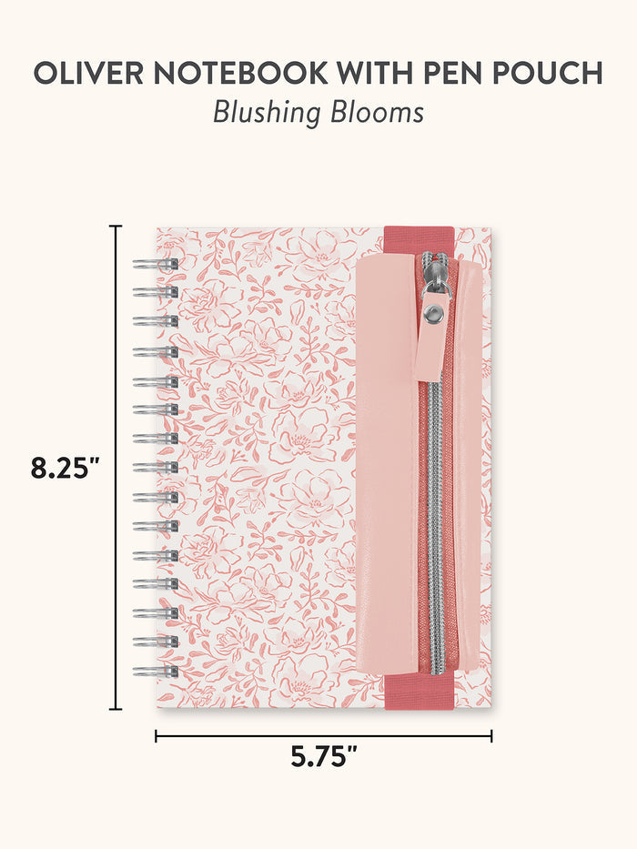 Blushing Blooms Oliver Notebook with Pen Pocket