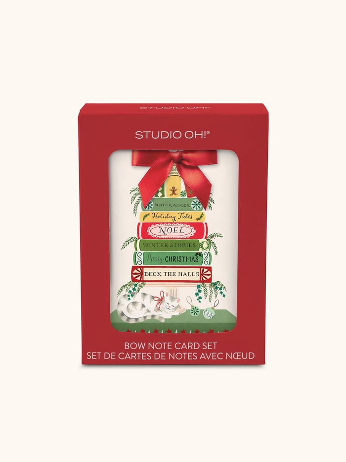 Bookish Christmas Bow Note Card Set
