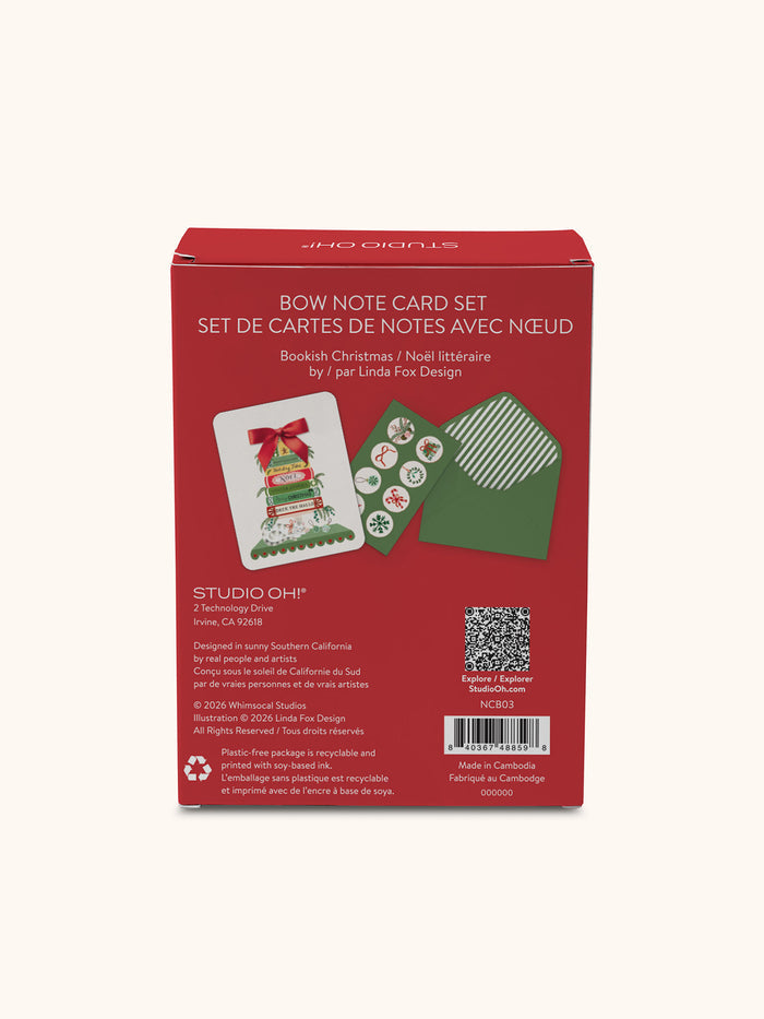 Bookish Christmas Bow Note Card Set