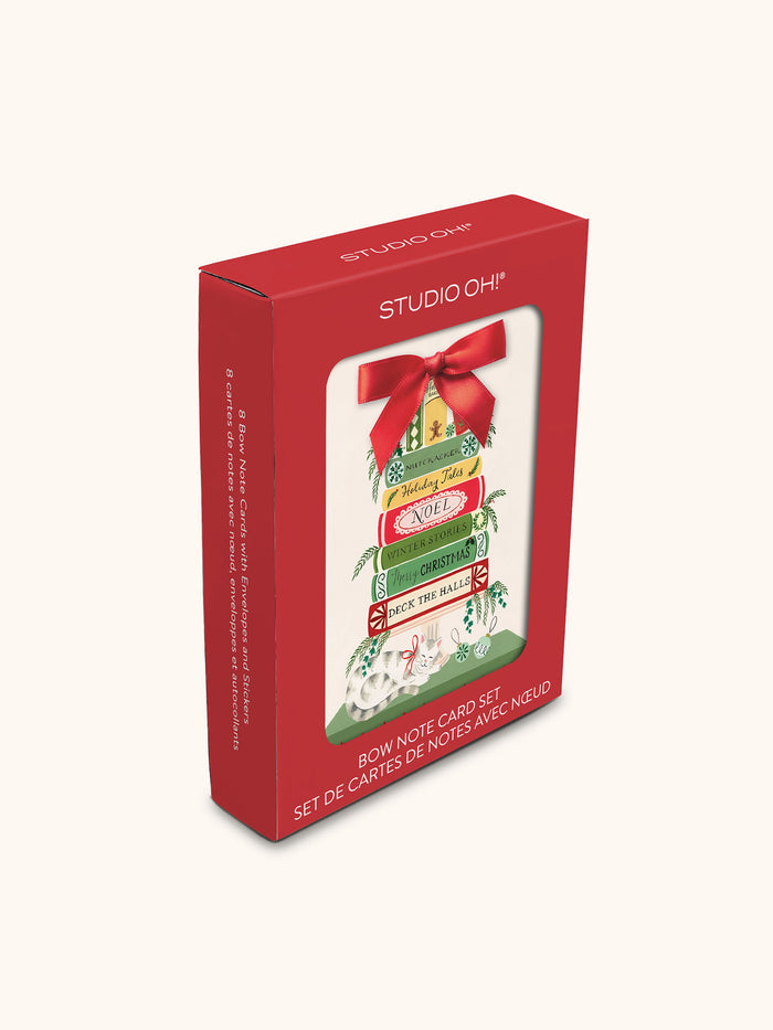 Bookish Christmas Bow Note Card Set