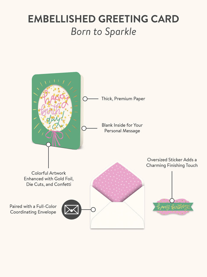 Born to Sparkle Deluxe Greeting Card