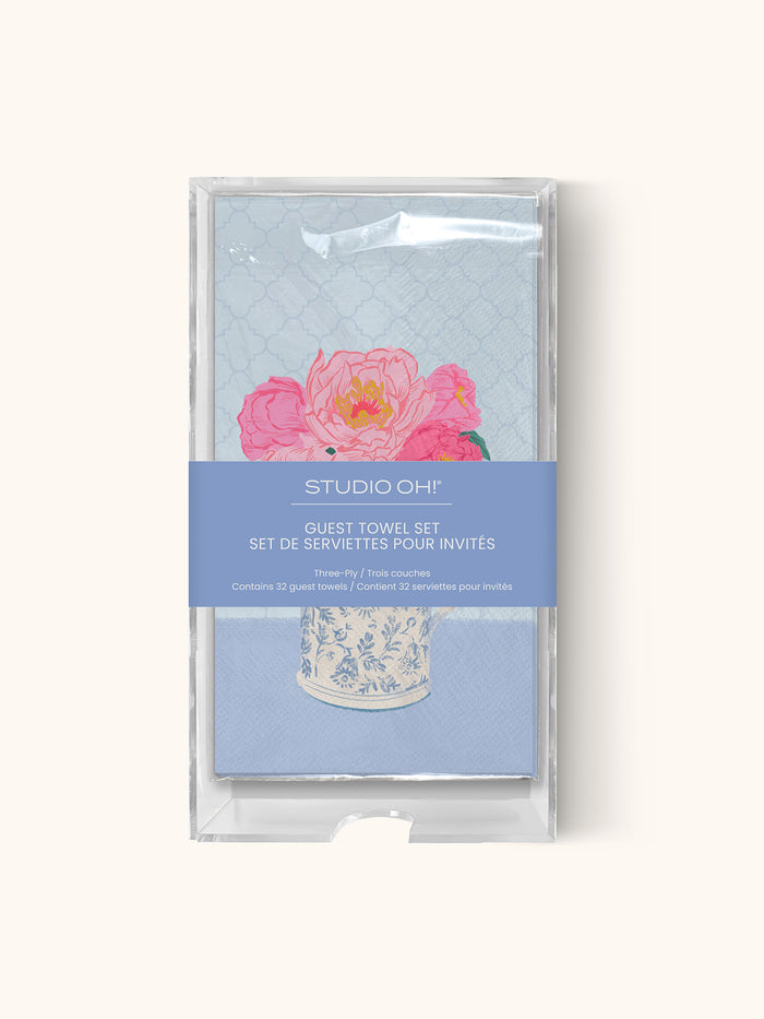 Bouquet on Blue Guest Towel Set