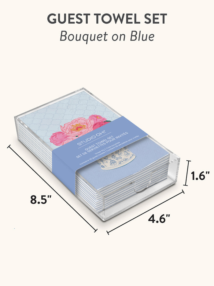 Bouquet on Blue Guest Towel Set