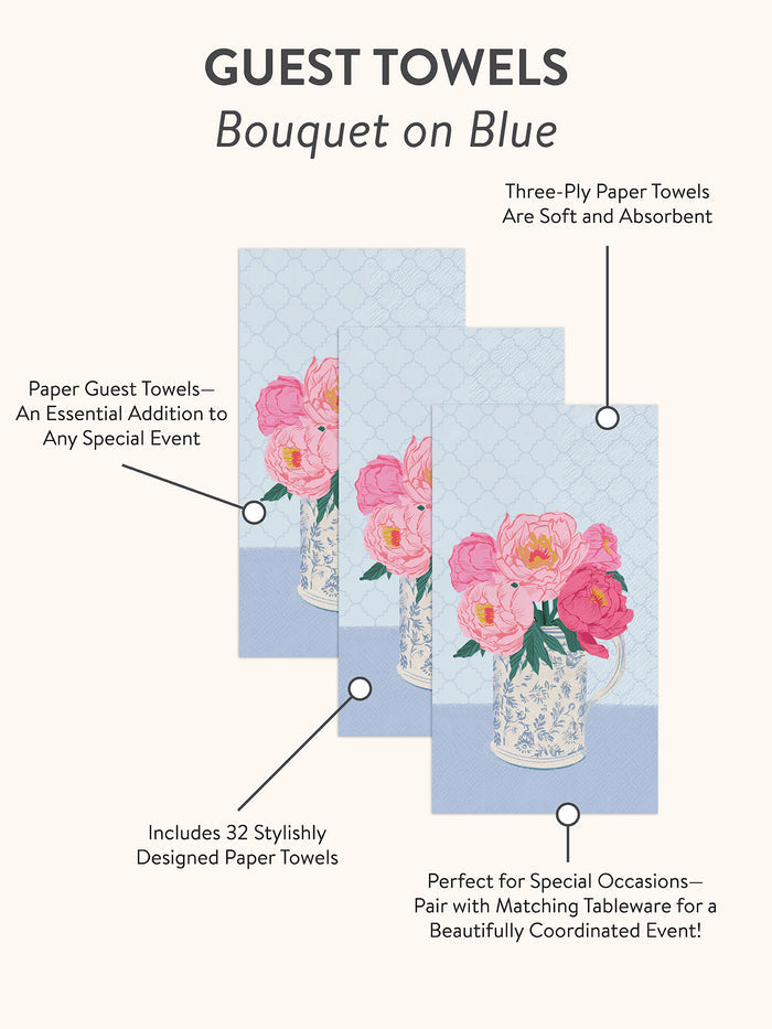 Bouquet on Blue Guest Towels