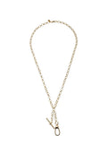 Gold necklace with a clasp on a white background