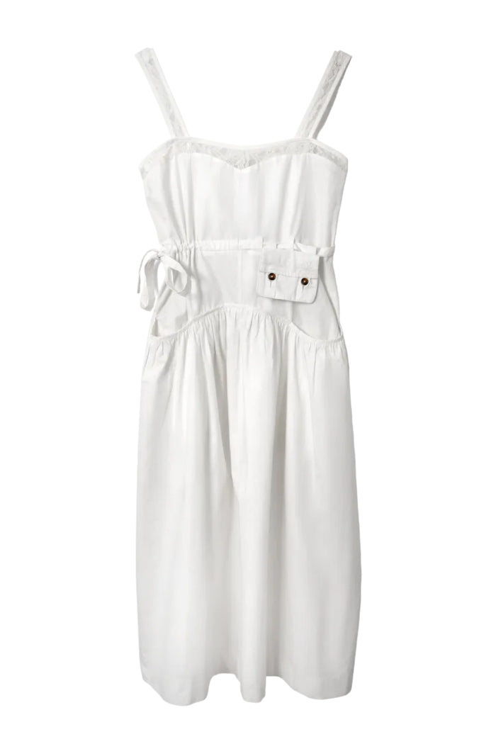 White dress with thin straps on a white background