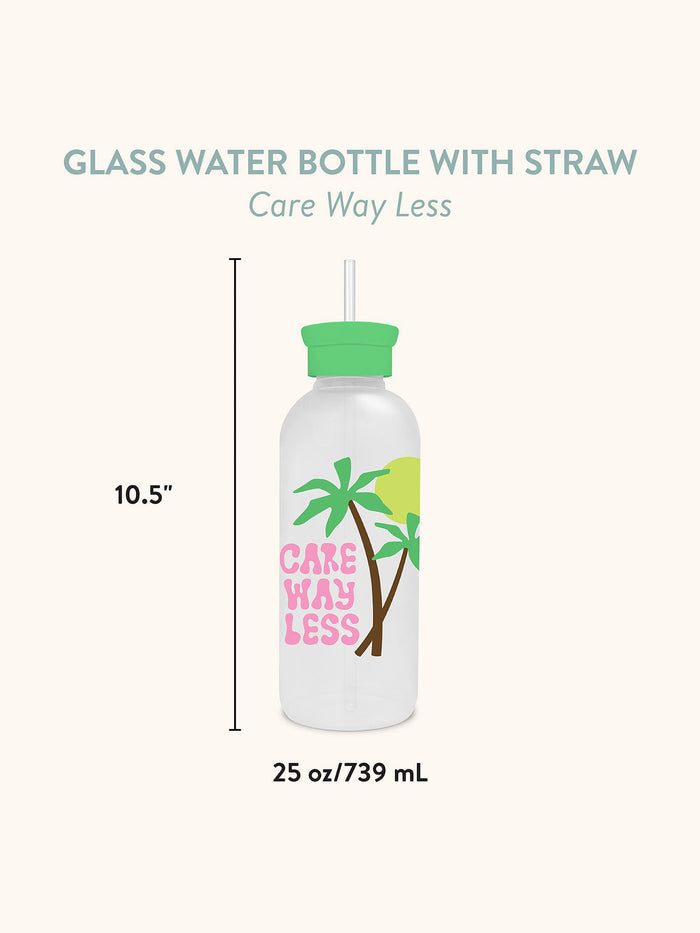Care Way Less Glass Water Bottle with Straw