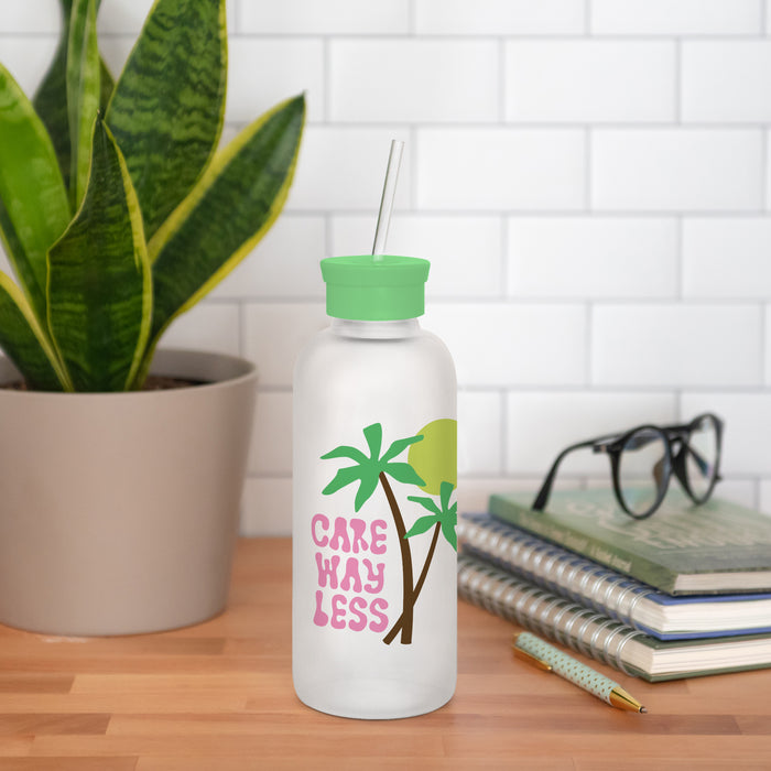 Care Way Less Glass Water Bottle with Straw