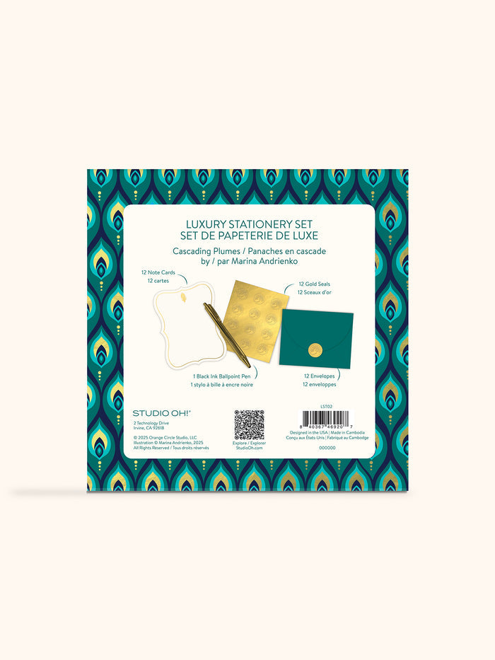 Cascading Plumes Luxury Stationery Set
