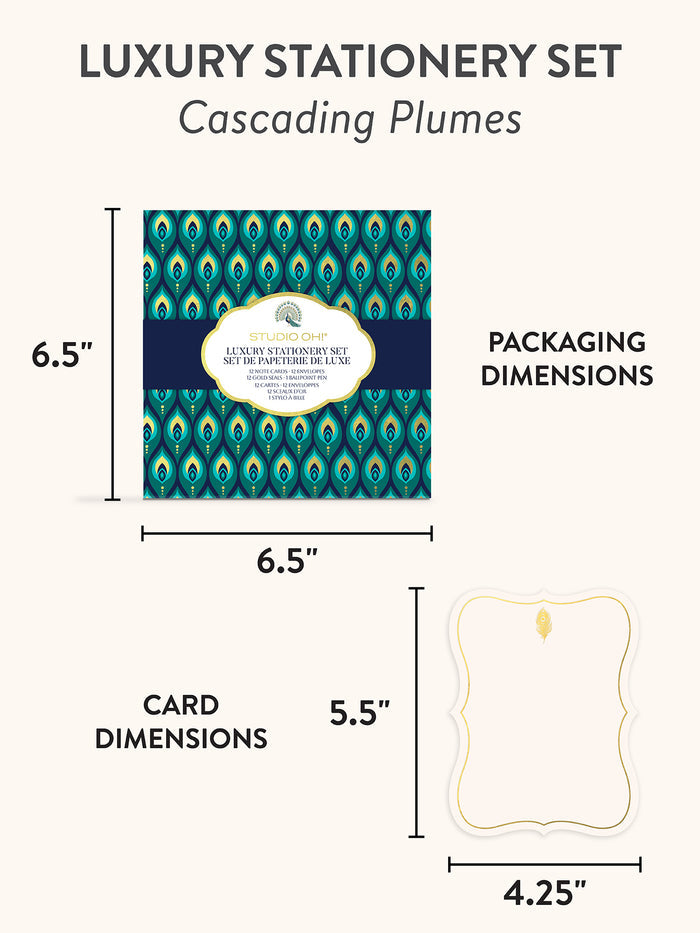 Cascading Plumes Luxury Stationery Set