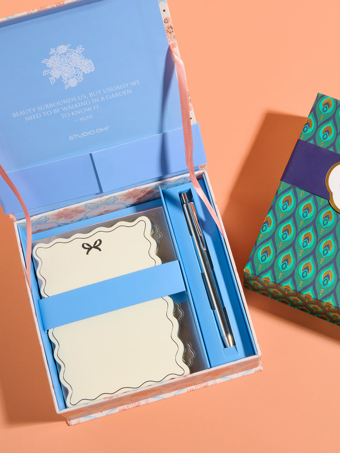 Cascading Plumes Luxury Stationery Set
