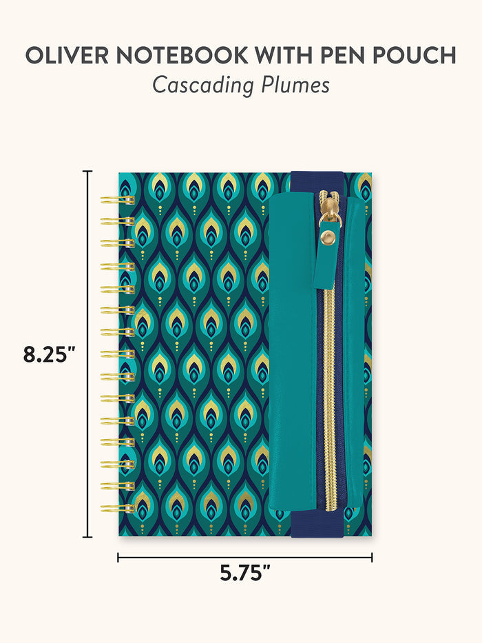 Cascading Plumes Oliver Notebook with Pen Pocket