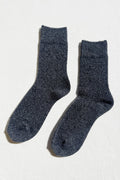 Cashmere Pointelle Socks (Charcoal)