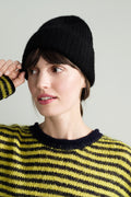 Cashmere Ribbed Beanie (Black)