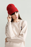 Cashmere Ribbed Beanie (Red)