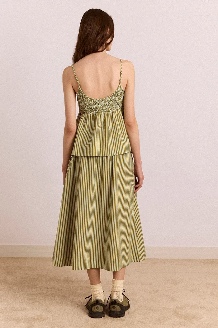 Caspia Midi Skirt (Basil Stripe)